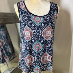 Agenda Blue Medallion Print Tank Top
